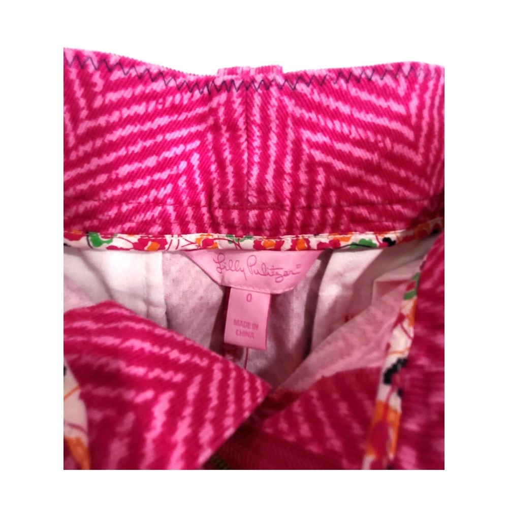 Lilly Pulitzer Hot Pink Pink Chevron Corduroy Mini Skirt Barbie Core Size 0 #500 - Picture 3 of 9